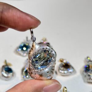Iridescent Crystal — Oval Pearl Pendant