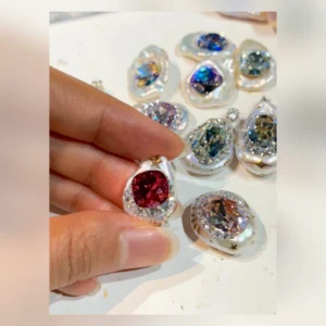 VELRI Ruby Red Baroque Pearl Pendant