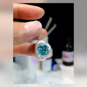 VELRI Turquoise Blue Baroque Pearl Pendant