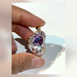 VELRI Violet Pink Baroque Pearl Pendant